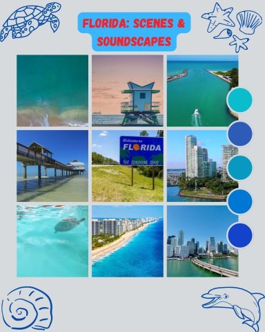 Piers & Ocean Blues — Florida Mood Board Florida piers and blue horizon mood board reflecting Soledad Music Official's coastal country with a French touch