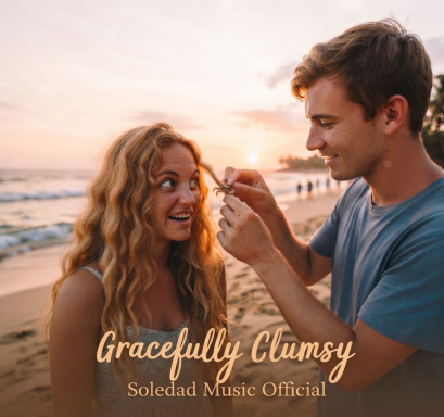 Soledad Music Official - Gracefully Clumsy (Album Cover) Official album artwork for 'Gracefully Clumsy' by Soledad Music Official, featuring a dancer in a charmingly off-balance pose, hand-drawn il